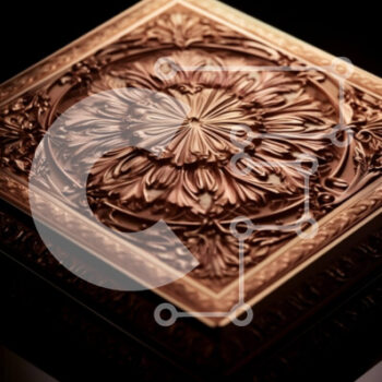 Intra Συλλεκτικό Ξύλινο Παζλ Plywood  4mm - Πολυτελές Μεταλλικό Πλακάκι Οροφής με Floral σχέδιο Σε Ξύλινο Κουτί - Διαστάσεις Puzzle: 10x10 cm – 25 κομμάτια - Image 1