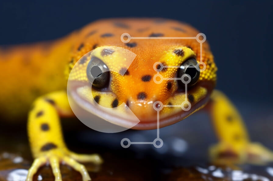 Intra Συλλεκτικό Ξύλινο Παζλ Plywood  4mm - Κοντινή εικόνα μιας όμορφης στικτωμένης σαύρας με μεγάλα μάτια Σε Ξύλινο Κουτί - Διαστάσεις: 10x10 cm – 25 κομμάτια