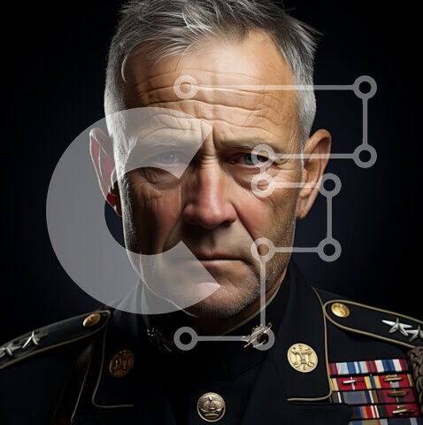 Intra Συλλεκτικό Ξύλινο Παζλ Plywood  4mm - Σοβαρό στρατιωτικό άτομο με στολή Στοκ Φωτογραφία Σε Ξύλινο Κουτί - Διαστάσεις Puzzle: 10x10 cm – 25 κομμάτια - Image 1