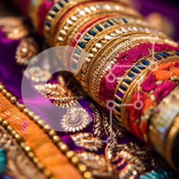 Intra Συλλεκτικό Ξύλινο Παζλ Plywood  4mm - Όμορφα χέρια νύφης στολισμένα με περίπλοκα χρυσά και μωβ κοσμήματα Σε Ξύλινο Κουτί - Διαστάσεις Puzzle: 10x10 cm – 25 κομμάτια - Image 1