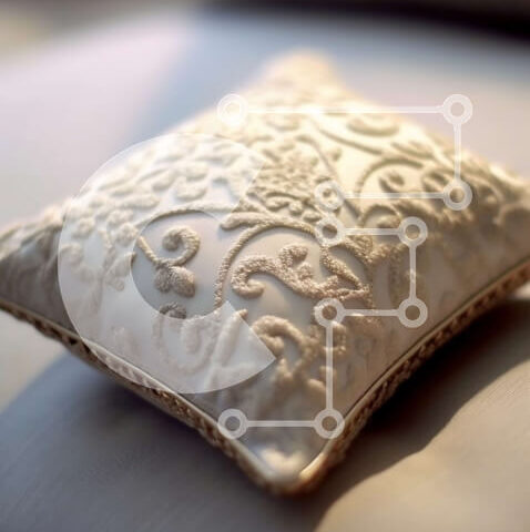 Intra Συλλεκτικό Ξύλινο Παζλ Plywood  4mm - Πολυτελές λευκό μαξιλάρι με φλοράλ κέντημα και πέρλες σε άνετο κρεβάτι Σε Ξύλινο Κουτί - Διαστάσεις Puzzle: 10x10 cm – 25 κομμάτια - Image 1