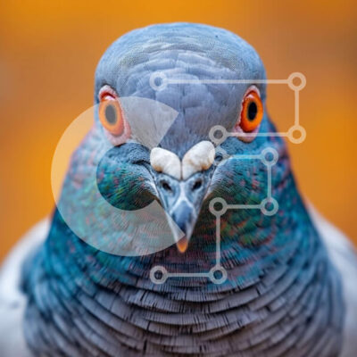 Intra Συλλεκτικό Ξύλινο Παζλ Plywood  4mm - Εκπληκτική κοντινή πλάνο του προσώπου ενός περιστεριού με κόκκινα μάτια Σε Ξύλινο Κουτί - Διαστάσεις: 10x10 cm – 25 κομμάτια - Image 1