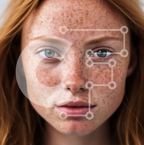 Intra Συλλεκτικό Ξύλινο Παζλ Plywood  4mm - Ουδέτερο πορτρέτο μιας κοκκινομάλλας γυναίκας με πράσινα μάτια Σε Ξύλινο Κουτί - Διαστάσεις Puzzle: 10x10 cm – 25 κομμάτια - Image 1