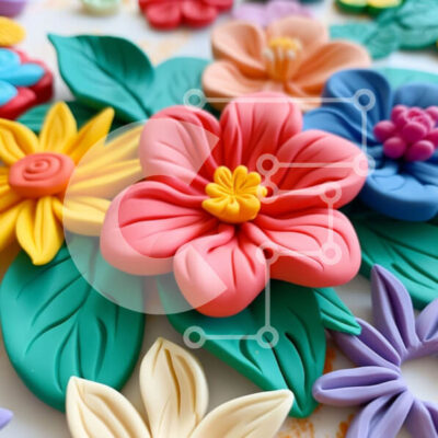 Intra Συλλεκτικό Ξύλινο Παζλ Plywood  4mm - Πολύχρωμα πλαστικά λουλούδια κύκλος σε λευκή επιφάνεια Σε Ξύλινο Κουτί - Διαστάσεις Puzzle: 10x10 cm – 25 κομμάτια - Image 1