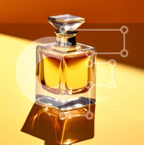 Intra Συλλεκτικό Ξύλινο Παζλ Plywood  4mm - Κομψό μπουκάλι αρώματος σε ζωντανό κίτρινο φόντο Σε Ξύλινο Κουτί - Διαστάσεις Puzzle: 10x10 cm – 25 κομμάτια - Image 1