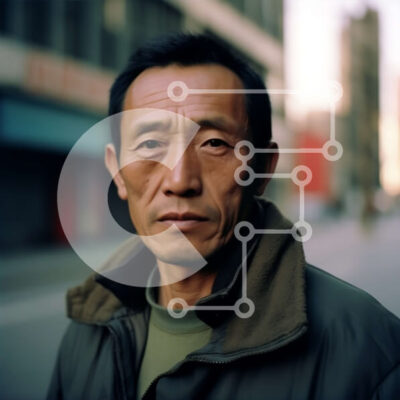 Intra Συλλεκτικό Ξύλινο Παζλ Plywood  4mm - Πορτρέτο ενός ηλικιωμένου Ασιάτη σε μια οδό της πόλης Σε Ξύλινο Κουτί - Διαστάσεις Puzzle: 10x10 cm – 25 κομμάτια - Image 1