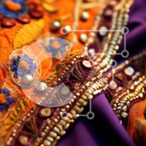 Intra Συλλεκτικό Ξύλινο Παζλ Plywood  4mm - Όμορφη Ινδή σε πορτοκαλί και χρυσό Sari με περίπλοκα κεντήματα και χάντρες Σε Ξύλινο Κουτί - Διαστάσεις Puzzle: 10x10 cm – 25 κομμάτια