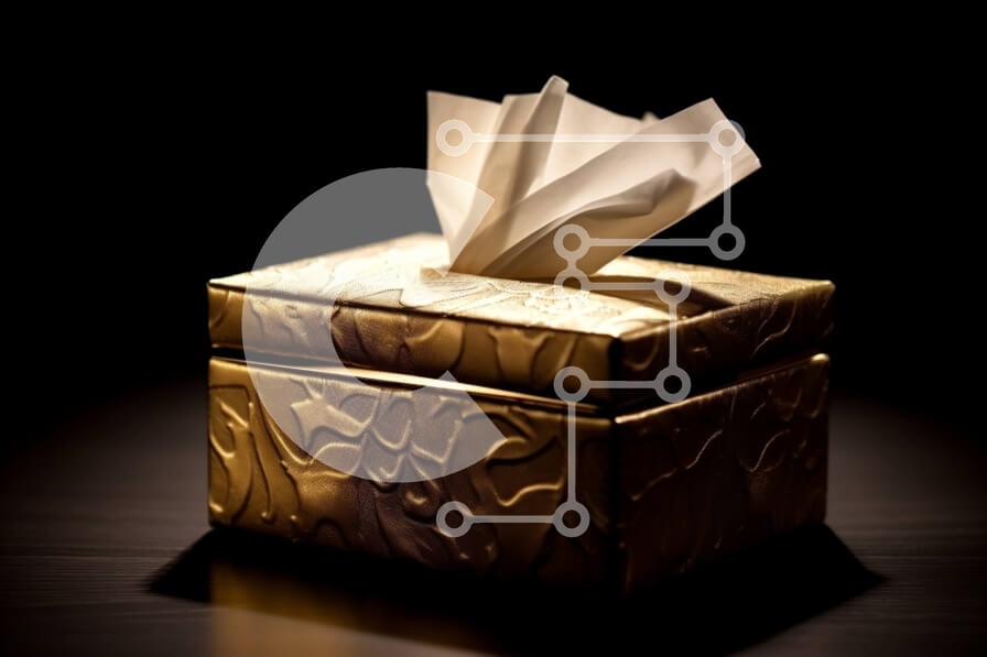 Intra Συλλεκτικό Ξύλινο Παζλ Plywood  4mm - Κομψό χρυσό χαρτομάντηλο με περίπλοκα σχέδια σε σκούρο ξύλο Σε Ξύλινο Κουτί - Διαστάσεις: 10x10 cm – 25 κομμάτια