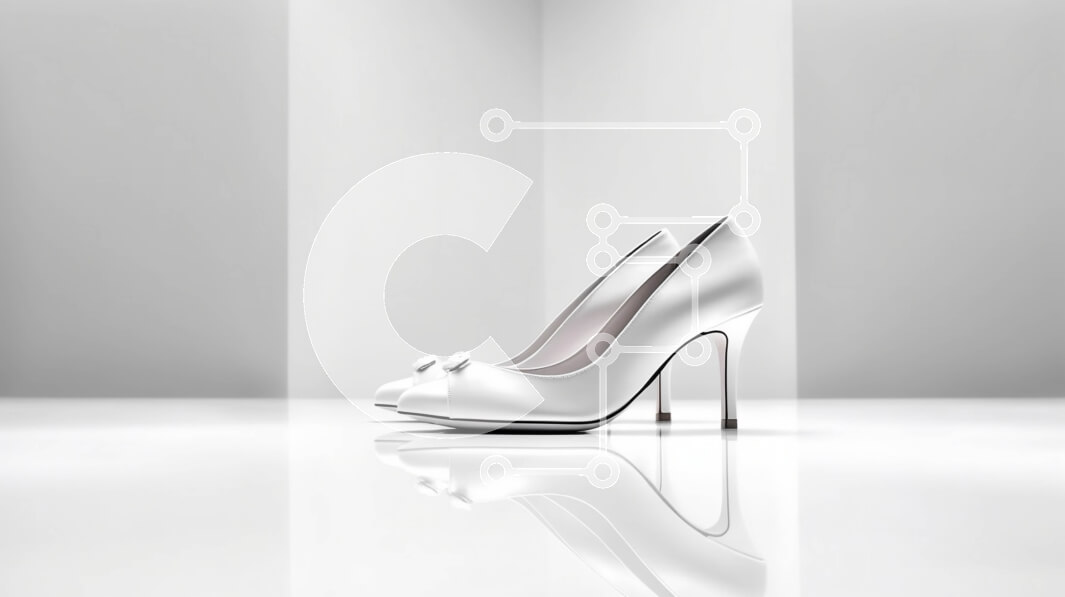 Intra Συλλεκτικό Ξύλινο Παζλ Plywood  4mm - Κομψό λευκό ψηλοτάκουνο παπούτσι με φιόγκο σε γυαλιστερή επιφάνεια Σε Ξύλινο Κουτί - Διαστάσεις Puzzle: 10x10 cm – 25 κομμάτια