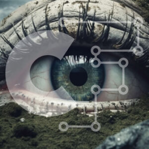 Intra Συλλεκτικό Ξύλινο Παζλ Plywood  4mm - Όμορφη εικόνα ενός μπλε ανθρώπινου ματιού σε βραχώδες φόντο Σε Ξύλινο Κουτί - Διαστάσεις Puzzle: 10x10 cm – 25 κομμάτια