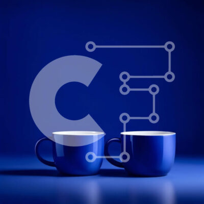 Intra Συλλεκτικό Ξύλινο Παζλ Plywood  4mm - Κομψές μπλε κούπες καφέ σε σκούρο φόντο Σε Ξύλινο Κουτί - Διαστάσεις: 10x10 cm – 25 κομμάτια - Image 1