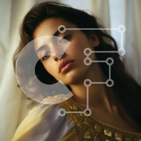 Intra Συλλεκτικό Ξύλινο Παζλ Plywood  4mm - Εκπληκτική γυναίκα με κίτρινο φόρεμα που κοιτάζει την απόσταση Σε Ξύλινο Κουτί - Διαστάσεις Puzzle: 10x10 cm – 25 κομμάτια - Image 1