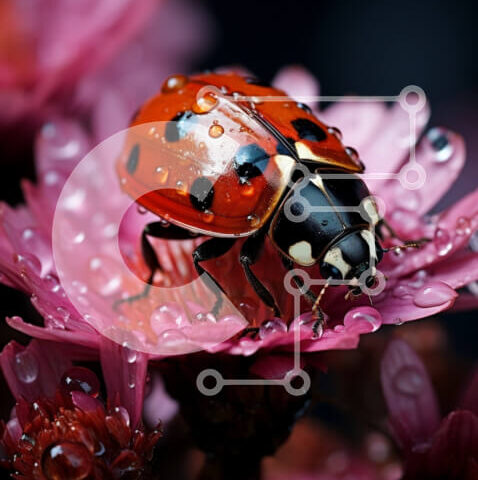 Intra Συλλεκτικό Ξύλινο Παζλ Plywood  4mm - Όμορφη εικόνα μιας πασχαλίτσας σε ένα λουλούδι με σταγονίδια νερού Σε Ξύλινο Κουτί - Διαστάσεις: 10x10 cm – 25 κομμάτια - Image 1