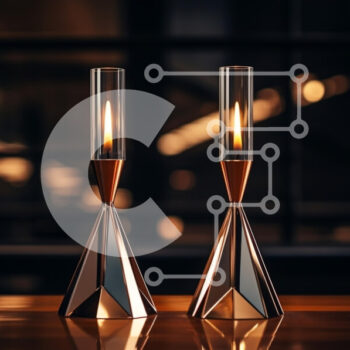 Intra Συλλεκτικό Ξύλινο Παζλ Plywood  4mm - Δύο μεταλλικά κεριά σε ένα ξύλινο τραπέζι μπροστά από ένα παράθυρο με περσίδες Σε Ξύλινο Κουτί - Διαστάσεις Puzzle: 10x10 cm – 25 κομμάτια - Image 1