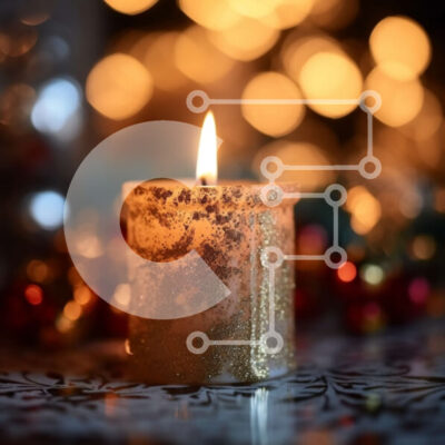 Intra Συλλεκτικό Ξύλινο Παζλ Plywood  4mm - Όμορφη εικόνα χριστουγεννιάτικου κεριού και διακοσμήσεις Σε Ξύλινο Κουτί - Διαστάσεις: 10x10 cm – 25 κομμάτια - Image 1