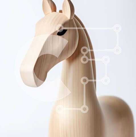 Intra Συλλεκτικό Ξύλινο Παζλ Plywood 4mm - Όμορφο ξύλινο άγαλμα αλόγων με καφέ χαίτη και ουρά Σε Ξύλινο Κουτί - Διαστάσεις: 10x10 cm – 25 κομμάτια - Image 1