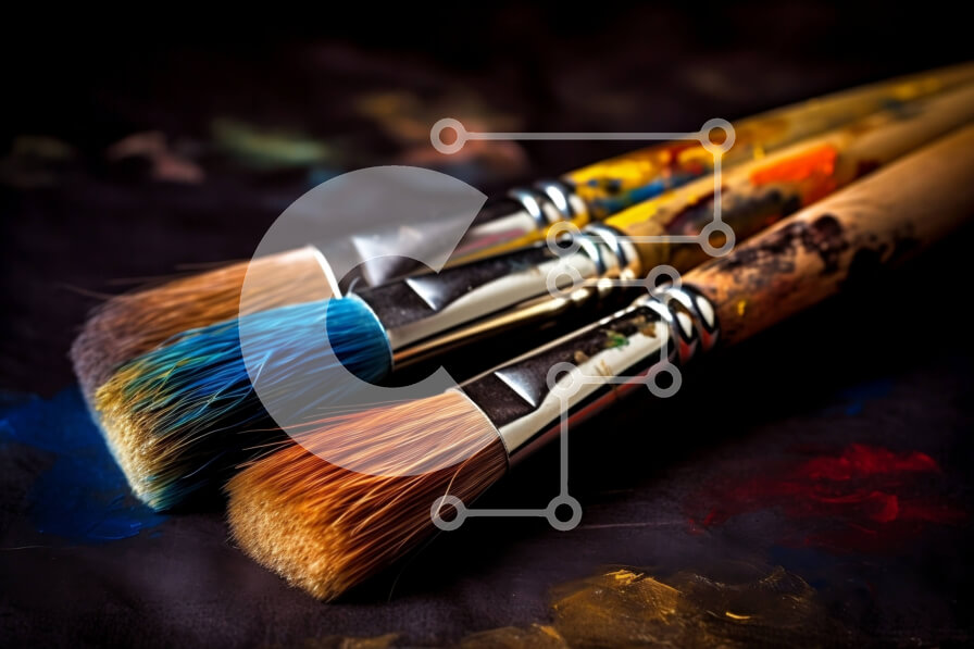 Intra Συλλεκτικό Ξύλινο Παζλ Plywood  4mm - Ζωντανό πινέλο σε σκούρο φόντο Σε Ξύλινο Κουτί - Διαστάσεις: 10x10 cm – 25 κομμάτια