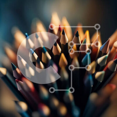 Intra Συλλεκτικό Ξύλινο Παζλ Plywood  4mm - Μολύβια με ζωηρό χρώμα, τοποθετημένα σε κύκλο σε σκούρο φόντο Σε Ξύλινο Κουτί - Διαστάσεις: 10x10 cm – 25 κομμάτια - Image 1