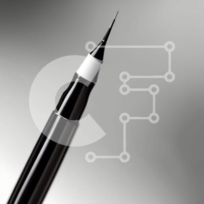 Intra Συλλεκτικό Ξύλινο Παζλ Plywood  4mm - Μινιμαλιστική εικόνα ασπρόμαυρου στυλό σε γκρίζα επιφάνεια Σε Ξύλινο Κουτί - Διαστάσεις: 10x10 cm – 25 κομμάτια - Image 1