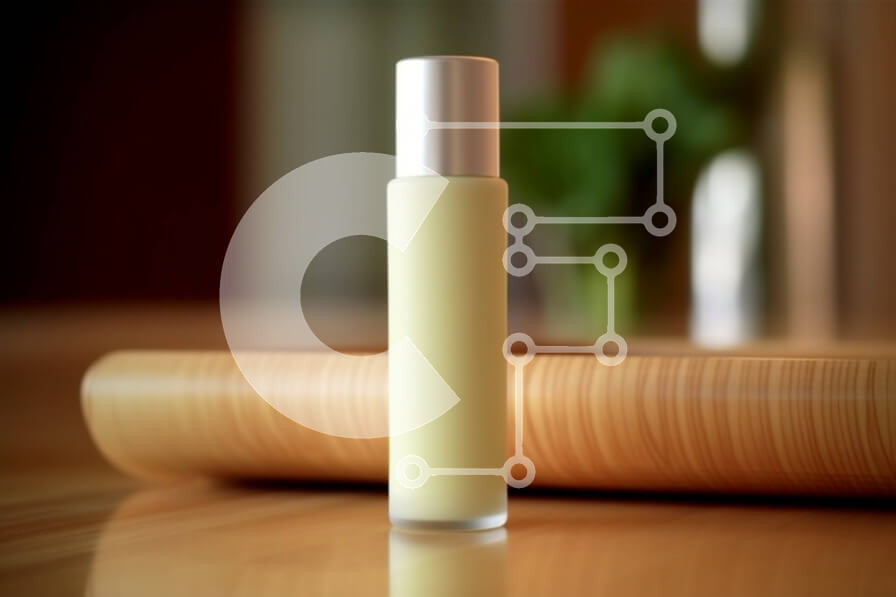 Intra Συλλεκτικό Ξύλινο Παζλ Plywood  4mm - Μικρό γυάλινο μπουκάλι με διαυγές υγρό και λευκό καπάκι σε ξύλινη επιφάνεια Σε Ξύλινο Κουτί - Διαστάσεις: 10x10 cm – 25 κομμάτια