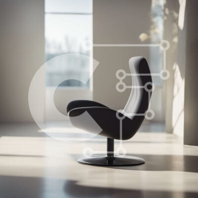 Intra Συλλεκτικό Ξύλινο Παζλ Plywood 4mm - Μοντέρνα μαύρη δερμάτινη πολυθρόνα σε λευκό δωμάτιο με μεγάλα παράθυρα Σε Ξύλινο Κουτί - Διαστάσεις Puzzle: 10x10 cm – 25 κομμάτια - Image 1