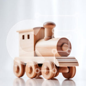 Intra Συλλεκτικό Ξύλινο Παζλ Plywood  4mm - Παιχνιδιάρικο και πολύχρωμο ξύλινο τρένο παιχνιδιών σε λευκό φόντο Σε Ξύλινο Κουτί - Διαστάσεις Puzzle: 10x10 cm – 25 κομμάτια