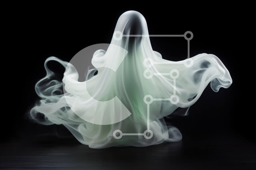 Intra Συλλεκτικό Ξύλινο Παζλ Plywood  4mm - Λευκό φάντασμα που επιπλέει στον αέρα με τον καπνό Σε Ξύλινο Κουτί - Διαστάσεις Puzzle: 10x10 cm – 25 κομμάτια