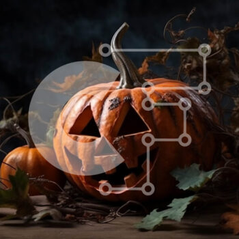 Intra Συλλεκτικό Ξύλινο Παζλ Plywood  4mm - Απόκοσμη διακόσμηση κολοκύθας Jack-o'-Lantern για το Halloween Σε Ξύλινο Κουτί - Διαστάσεις: 10x10 cm – 25 κομμάτια - Image 1