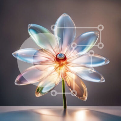 Intra Συλλεκτικό Ξύλινο Παζλ Plywood  4mm - Όμορφο γυάλινο λουλούδι με απαλό φωτισμό Σε Ξύλινο Κουτί - Διαστάσεις: 10x10 cm – 25 κομμάτια - Image 1