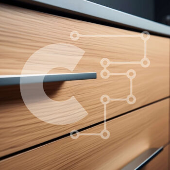 Intra Συλλεκτικό Ξύλινο Παζλ Plywood  4mm - Κοντινό πλάνο ξύλινου ντουλαπιού κουζίνας με λαβή από ανοξείδωτο χάλυβα Σε Ξύλινο Κουτί - Διαστάσεις Puzzle: 10x10 cm – 25 κομμάτια - Image 1