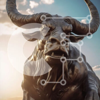 Intra Συλλεκτικό Ξύλινο Παζλ Plywood  4mm - Εκπληκτική εικόνα ενός ξεπερασμένου χάλκινου αγάλματος ταύρου στο ηλιοβασίλεμα Σε Ξύλινο Κουτί - Διαστάσεις Puzzle: 10x10 cm – 25 κομμάτια - Image 1