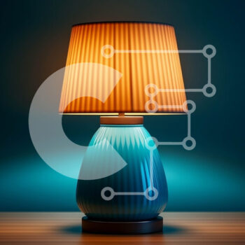 Intra Συλλεκτικό Ξύλινο Παζλ Plywood  4mm - Μπλε επιτραπέζιο φωτιστικό με κίτρινη σκιά σε ξύλινο τραπέζι Σε Ξύλινο Κουτί - Διαστάσεις Puzzle: 10x10 cm – 25 κομμάτια - Image 1