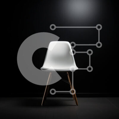 Intra Συλλεκτικό Ξύλινο Παζλ Plywood  4mm - Λευκή Πλαστική Καρέκλα με Ξύλινο Κάθισμα και Πλάτη σε Σκοτεινό Δωμάτιο Σε Ξύλινο Κουτί - Διαστάσεις Puzzle: 10x10 cm – 25 κομμάτια - Image 1