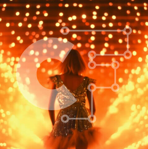 Intra Συλλεκτικό Ξύλινο Παζλ Plywood  4mm - Εκπληκτική γυναίκα στη σκηνή με ένα λαμπερό φόρεμα με έντονα φώτα Σε Ξύλινο Κουτί - Διαστάσεις Puzzle: 10x10 cm – 25 κομμάτια - Image 1