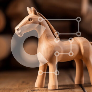 Intra Συλλεκτικό Ξύλινο Παζλ Plywood  4mm - Αξιολάτρευτη εικόνα ενός ξύλινου παιχνιδιού αλόγων σε μια ξύλινη επιφάνεια Σε Ξύλινο Κουτί - Διαστάσεις: 10x10 cm – 25 κομμάτια - Image 1