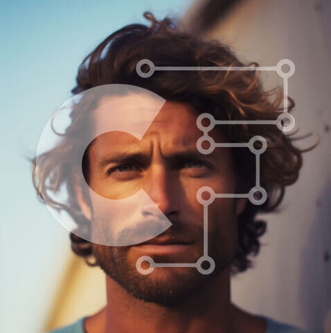 Intra Συλλεκτικό Ξύλινο Παζλ Plywood 4mm - Σοβαρός άντρας με μακριά σγουρά μαλλιά και γένια Σε Ξύλινο Κουτί - Διαστάσεις Puzzle: 10x10 cm – 25 κομμάτια - Image 1