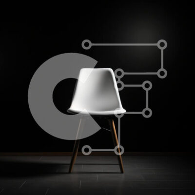 Intra Συλλεκτικό Ξύλινο Παζλ Plywood  4mm - Μοντέρνα λευκή πλαστική καρέκλα σε σκοτεινό δωμάτιο Σε Ξύλινο Κουτί - Διαστάσεις Puzzle: 10x10 cm – 25 κομμάτια - Image 1