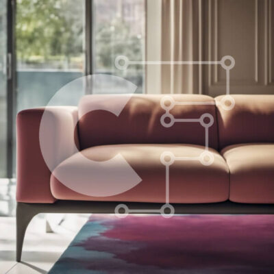 Intra Συλλεκτικό Ξύλινο Παζλ Plywood  4mm - Μοντέρνος ροζ καναπές με θέα στην πόλη Σε Ξύλινο Κουτί - Διαστάσεις Puzzle: 10x10 cm – 25 κομμάτια - Image 1