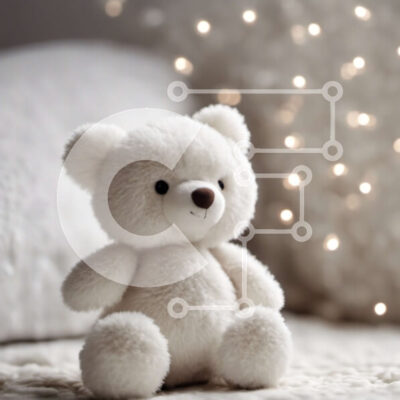 Intra Συλλεκτικό Ξύλινο Παζλ Plywood  4mm - Λευκό αρκουδάκι στο κρεβάτι με καρδιά Σε Ξύλινο Κουτί - Διαστάσεις Puzzle: 10x10 cm – 25 κομμάτια - Image 1