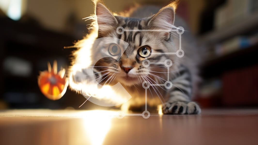 Intra Συλλεκτικό Ξύλινο Παζλ Plywood  4mm - Αφράτη γάτα που περπατά στο ξύλινο πάτωμα με το φως του ήλιου Σε Ξύλινο Κουτί - Διαστάσεις: 10x10 cm – 25 κομμάτια