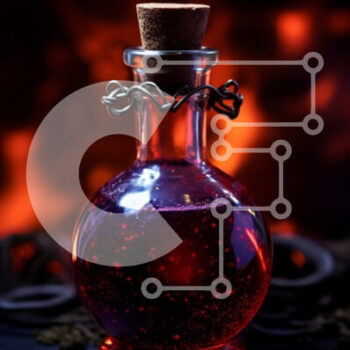 Intra Συλλεκτικό Ξύλινο Παζλ Plywood  4mm - Απόκοσμη και μυστηριώδης εικόνα ενός κόκκινου υγρού σε ένα γυάλινο μπουκάλι Σε Ξύλινο Κουτί - Διαστάσεις Puzzle: 10x10 cm – 25 κομμάτια - Image 1