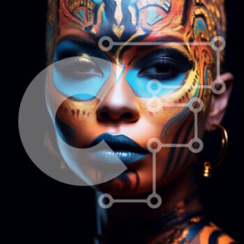 Intra Συλλεκτικό Ξύλινο Παζλ Plywood  4mm - Πολύχρωμη γυναίκα με περίπλοκη κόμμωση και ζωγραφική προσώπου Σε Ξύλινο Κουτί - Διαστάσεις Puzzle: 10x10 cm – 25 κομμάτια - Image 1