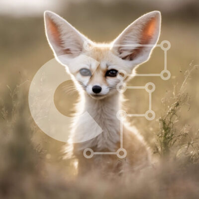 Intra Συλλεκτικό Ξύλινο Παζλ Plywood  4mm - Χαριτωμένη αλεπού Fennec σε ένα χωράφι με ψηλό γρασίδι Σε Ξύλινο Κουτί - Διαστάσεις: 10x10 cm – 25 κομμάτια - Image 1