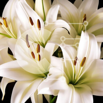 Intra Συλλεκτικό Ξύλινο Παζλ Plywood  4mm - Εκπληκτική εικόνα λευκών κρίνων σε δραματικό μαύρο φόντο Σε Ξύλινο Κουτί - Διαστάσεις: 10x10 cm – 25 κομμάτια - Image 1