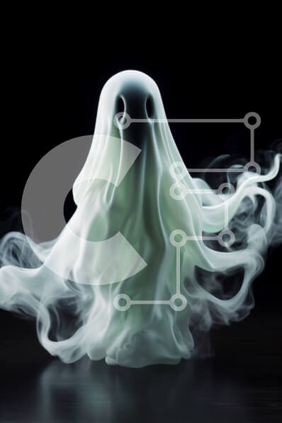 Intra Συλλεκτικό Ξύλινο Παζλ Plywood  4mm - Λευκό ειδώλιο φάντασμα που επιπλέει στον αέρα με καπνό Σε Ξύλινο Κουτί - Διαστάσεις Puzzle: 10x10 cm – 25 κομμάτια