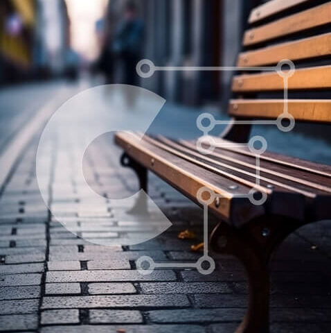 Intra Συλλεκτικό Ξύλινο Παζλ Plywood  4mm - Κενός πάγκος στη λιθόστρωτη οδό στην πόλη το βράδυ Σε Ξύλινο Κουτί - Διαστάσεις Puzzle: 10x10 cm – 25 κομμάτια - Image 1