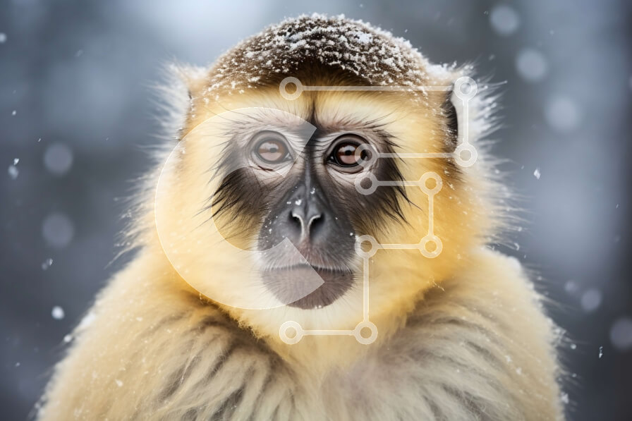 Intra Συλλεκτικό Ξύλινο Παζλ Plywood  4mm - Κοντινή όψη του προσώπου του πιθήκου Σε Ξύλινο Κουτί - Διαστάσεις: 10x10 cm – 25 κομμάτια