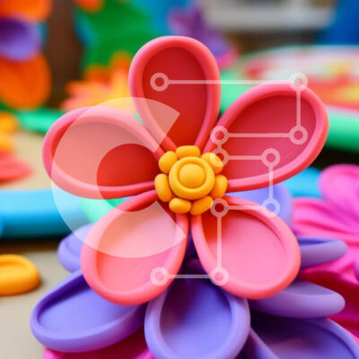 Intra Συλλεκτικό Ξύλινο Παζλ Plywood  4mm - Πολύχρωμα πλαστικά λουλούδια τοποθετημένα σε κύκλο Σε Ξύλινο Κουτί - Διαστάσεις Puzzle: 10x10 cm – 25 κομμάτια - Image 1