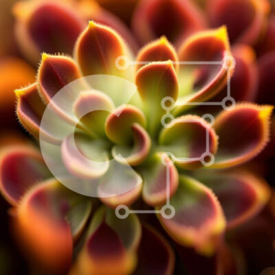 Intra Συλλεκτικό Ξύλινο Παζλ Plywood  4mm - Ζωντανό παχύφυτο με κόκκινα και κίτρινα άνθη Σε Ξύλινο Κουτί - Διαστάσεις: 10x10 cm – 25 κομμάτια - Image 1