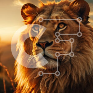 Intra Συλλεκτικό Ξύλινο Παζλ Plywood  4mm - Αγριό λιοντάρι με φυσώντας χαίτη σε ένα χωράφι Σε Ξύλινο Κουτί - Διαστάσεις: 10x10 cm – 25 κομμάτια